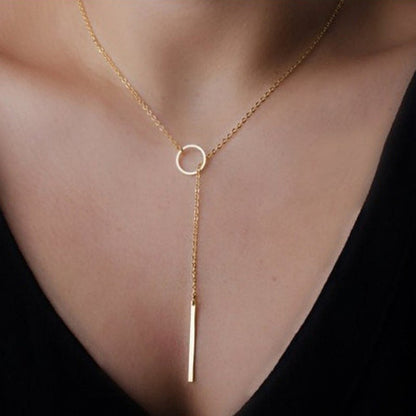 2025 Novo Colar de Moda Design Feminino Simples Simples de Metal Redondo Colar Vendas por Atacado