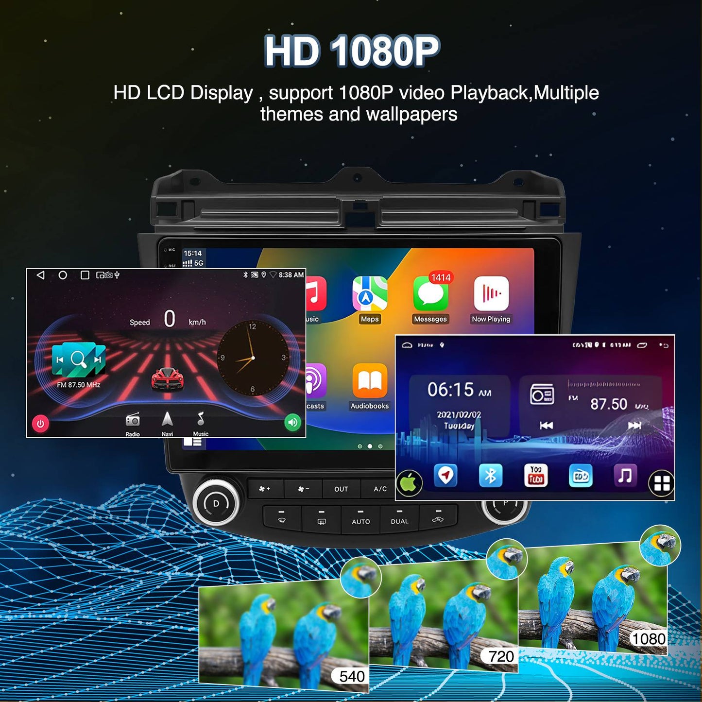 10.1 Inch Android13 Wireless Car Carplay Android Navigation Reversing Camera All-in-one 2+32G CarPlay GPS For Honda Accord 03-07