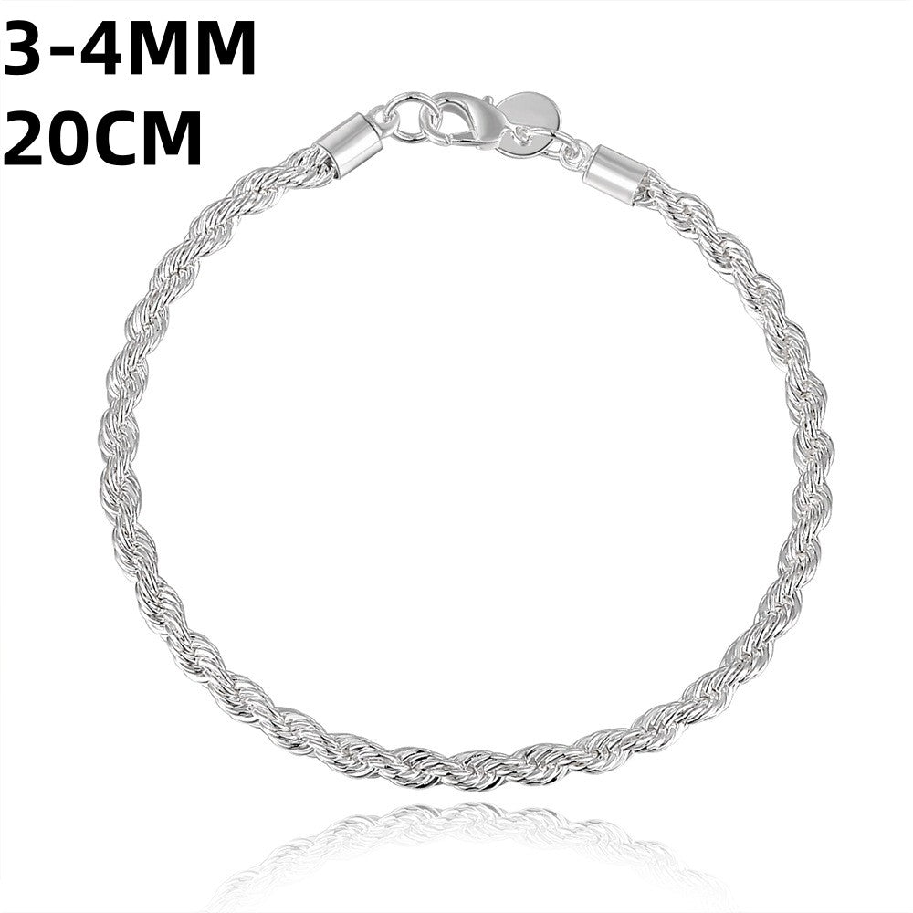 Pulseira de corrente círculo torcido criativo para mulheres e homens, cor prata, nova, de alta qualidade, joias da moda 925, presente de Natal