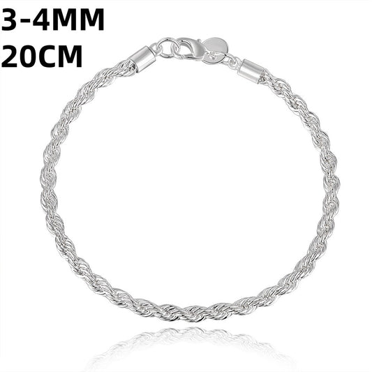 Creative twisted circle chain women men silver color bracelet brand new high quality 925 fashion jewelry Christmas gift