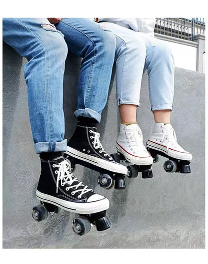 Adult and Children's Double-row Roller Skates Shoes , Breathable and Wear-resistant, Ice Rink , Four-wheel Skating Sneakers