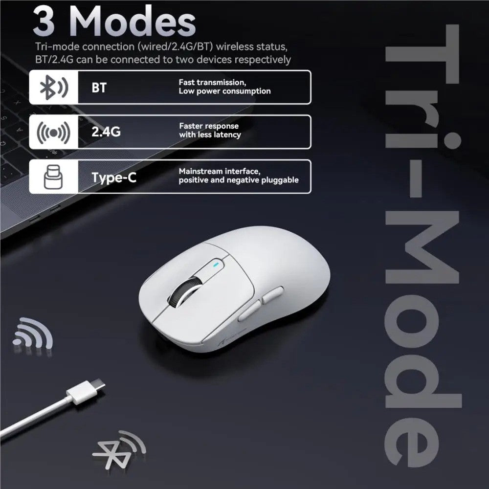 Mouse Gamer Sem Fio Attack Shark X3 49g Ultraleve Sensor PAW3395 26K DPI Tri-Mode Macro Programável RGB para PC/Mac