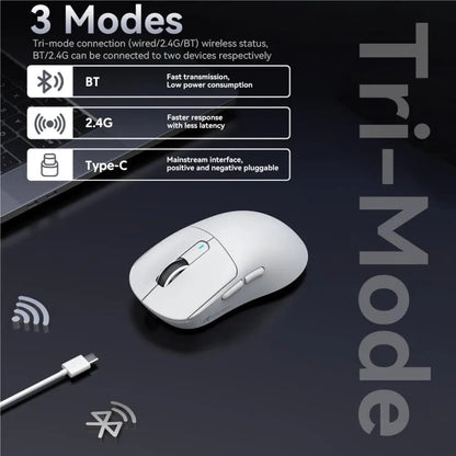 Mouse Gamer Sem Fio Attack Shark X3 49g Ultraleve Sensor PAW3395 26K DPI Tri-Mode Macro Programável RGB para PC/Mac