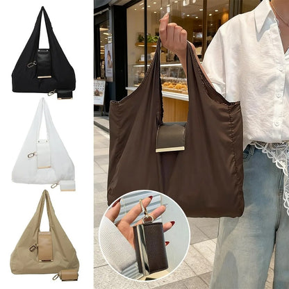 New Mini Keychain Tote Bag with Key Ring Expandable Supermarket Eco-Friendly Bag Reusable Foldable Handbag for Travel