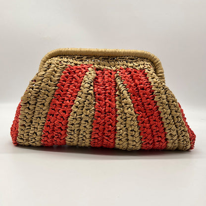Straw Clutch Handbag Straw Evening Bag Handmade Clutch Purse Striped Woven Handbag Designer Weaving Pouch for Evening Party