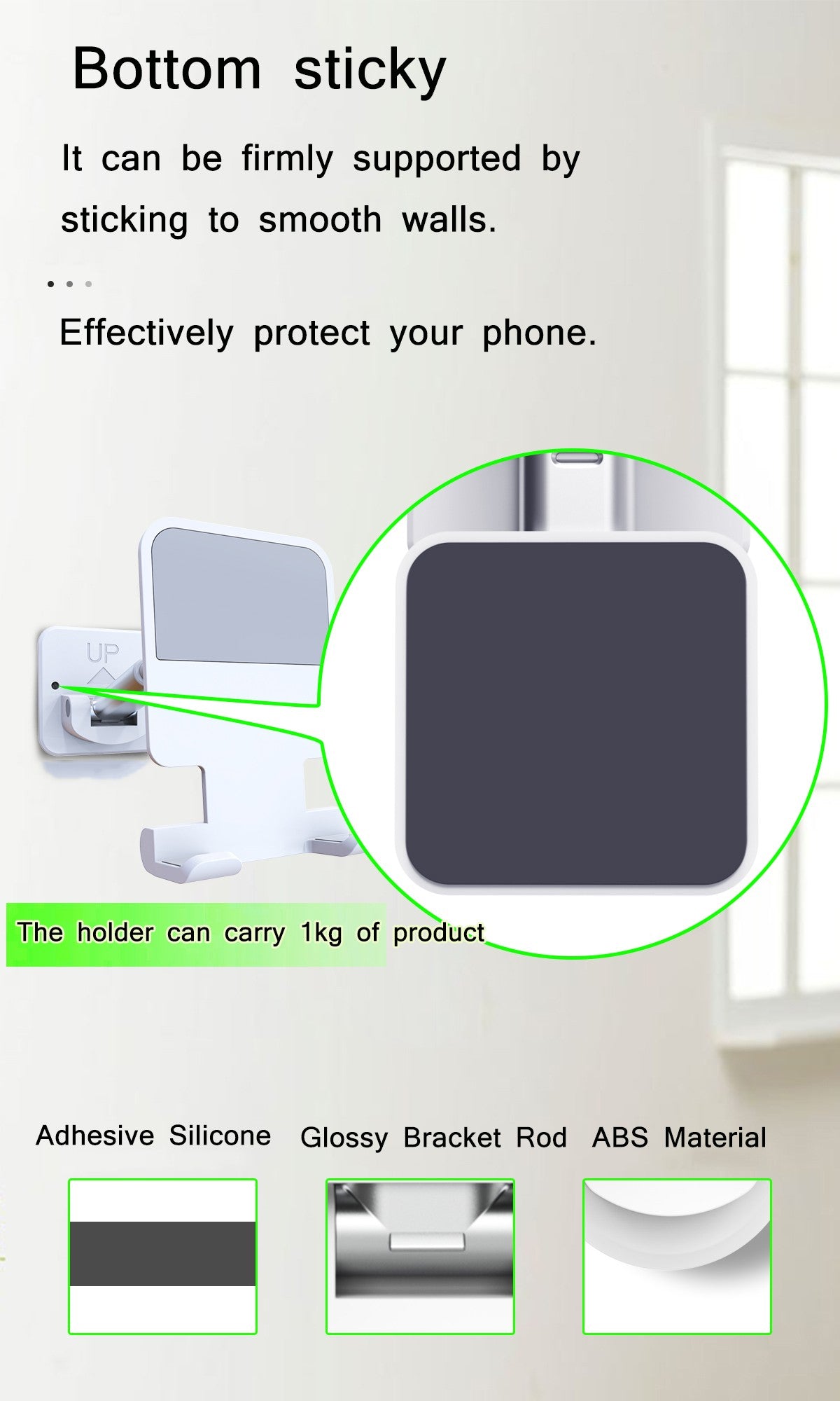 Wall Sticker Mount Tablet Stand Stretchable Arm Cell Phone Wall Holder Adjustable Wall Stand for iPad iPhone 4-12inch Universal