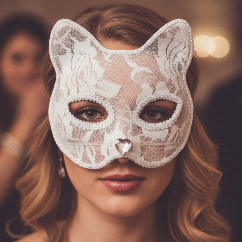 Cat Face Masquerade Mask Black White Lace Costume Accessories Costume Party Accessories Fun Prop Women Lace Mask Cosplay Event