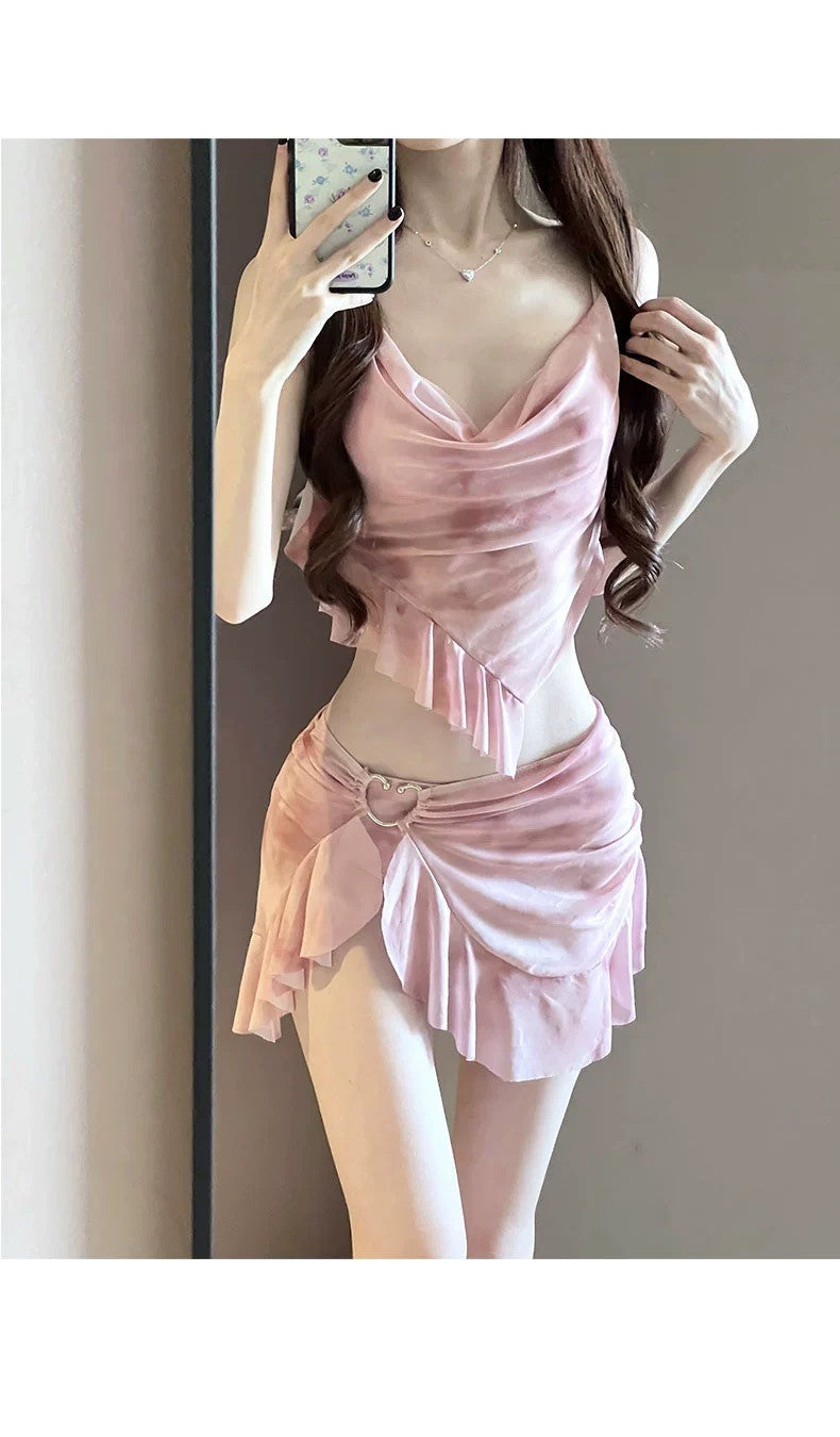 Summer Elegant 3-Piece Bikini Set Women Advanced Feeling Swimsuit Cover-Up Skirt Thailand Beach Vacation Sexy Bathing Suit