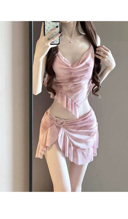 Summer Elegant 3-Piece Bikini Set Women Advanced Feeling Swimsuit Cover-Up Skirt Thailand Beach Vacation Sexy Bathing Suit