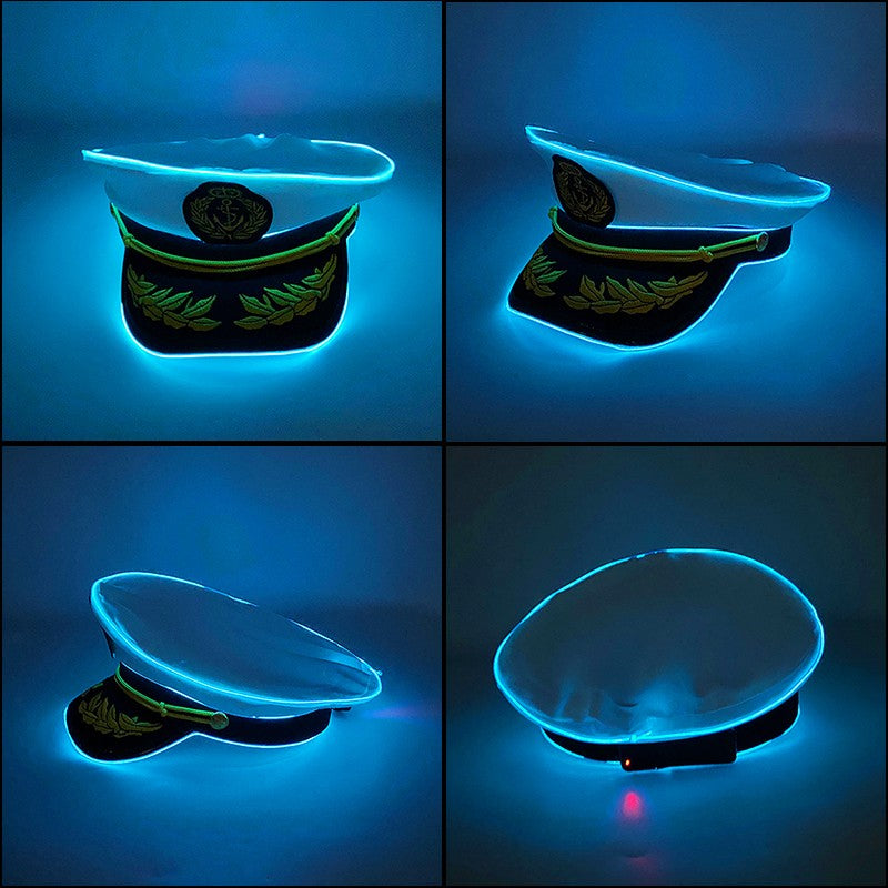 New Luminous Navy Hat Men Women Costume Cosplay Navy Cool Props Hats Glowing For Night
