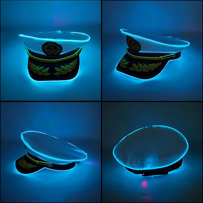 New Luminous Navy Hat Men Women Costume Cosplay Navy Cool Props Hats Glowing For Night
