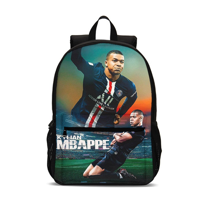 M-Mochila Esportiva Mbappes Football com Zíper Relâmpago Mochila Escolar Esportiva Mochila Escolar Jogador Estrela Mochilas para Livros