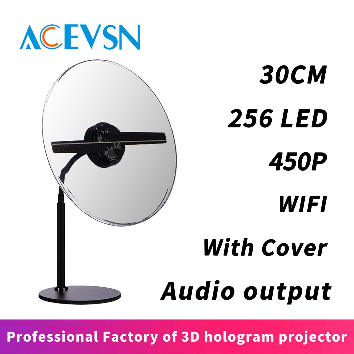 30CM WIFI 256Pcs Led 3D Hologram Logo Projector Advertising Holographic Fan For Event Rent And Shopping Mall Store