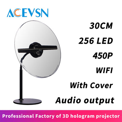 30CM WIFI 256Pcs Led 3D Hologram Logo Projector Advertising Holographic Fan For Event Rent And Shopping Mall Store