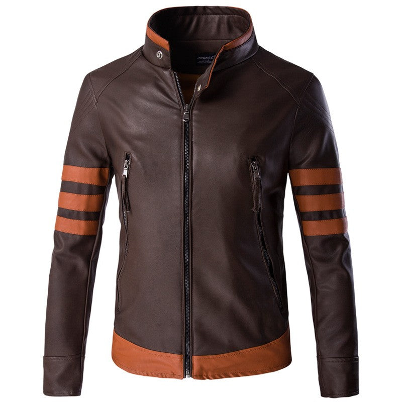 High-end Brand Men's Zipper Leather Jacket Wolverine Slim Fit Short Coat Retro Locomotive Logan Bomber PU Leather Jacket 5XL-M