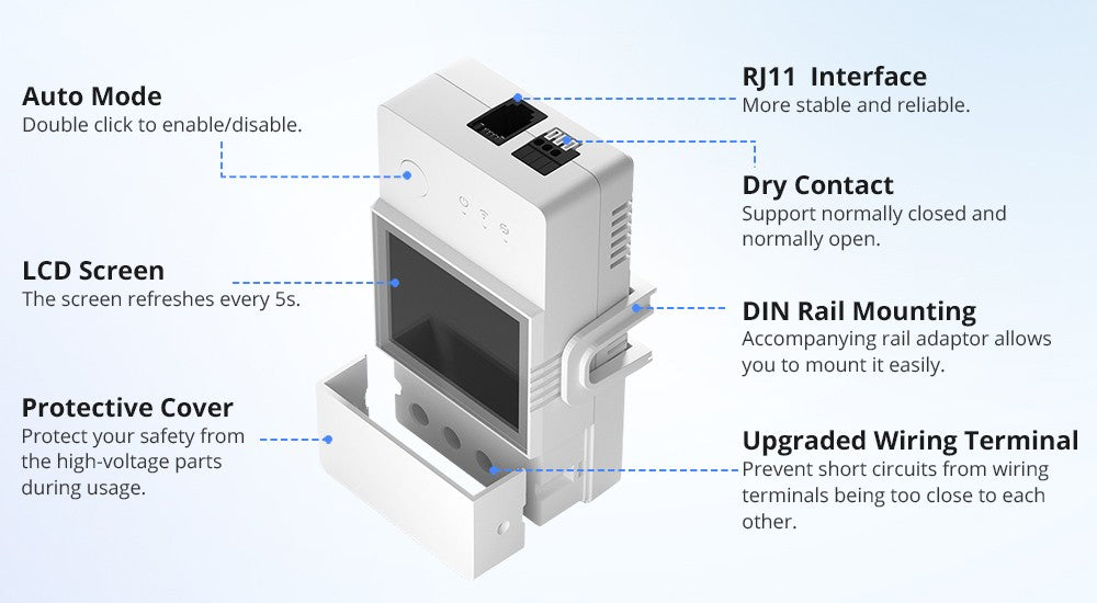 SONOFF TH Elite 16A 20A Wifi Interruptor Inteligente de Monitoramento de Temperatura e Umidade THS01 DS18b20 Sensor Casa Inteligente Via eWelink Alexa