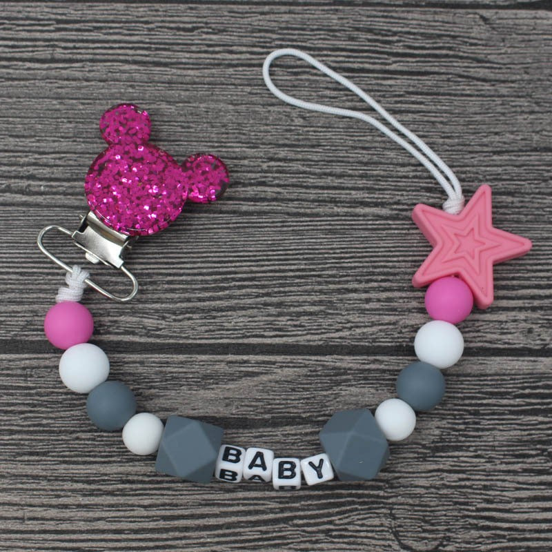 Baby Personalised Name Silicone Pacifier Clips Chain Wholesale 1Pcs Baby Nipple Pacifier Chain Cartoon Shape Holder