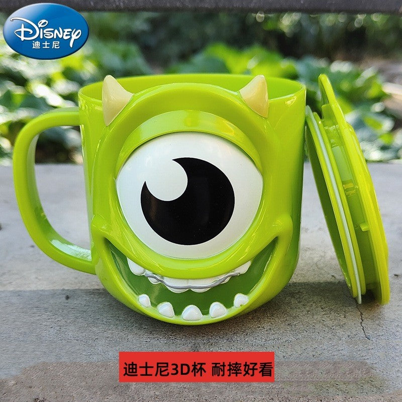 Copo infantil de desenho animado Disney Mickey Stitch com tampa Caneca de leite Frozen Elsa 3D Copo para beber em casa Copo para escovar a boca Copo de água infantil