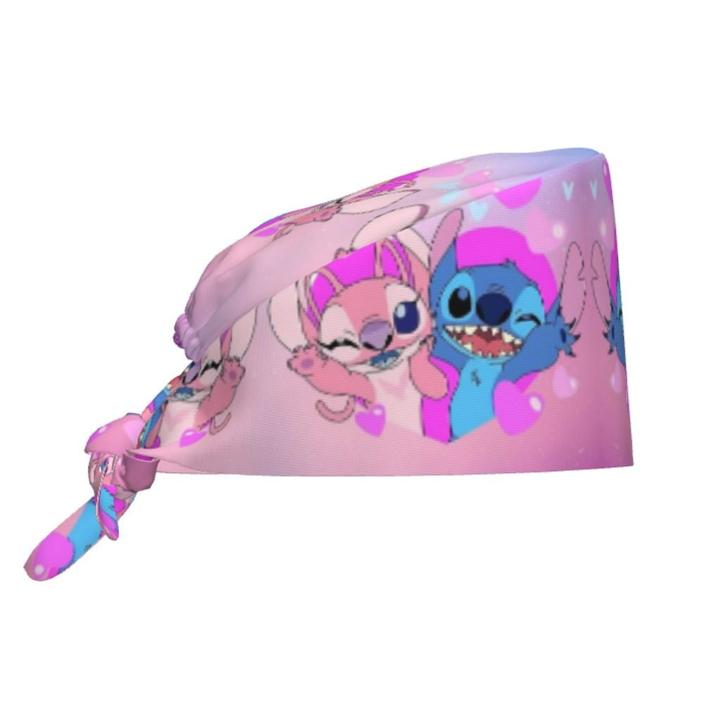 Custom Retro Cartoon Cleaning Working Cap Comfortable  Stitch Ohana Scrub Cap Surgicals Hat Nurse Scrubs Hat For Dentist