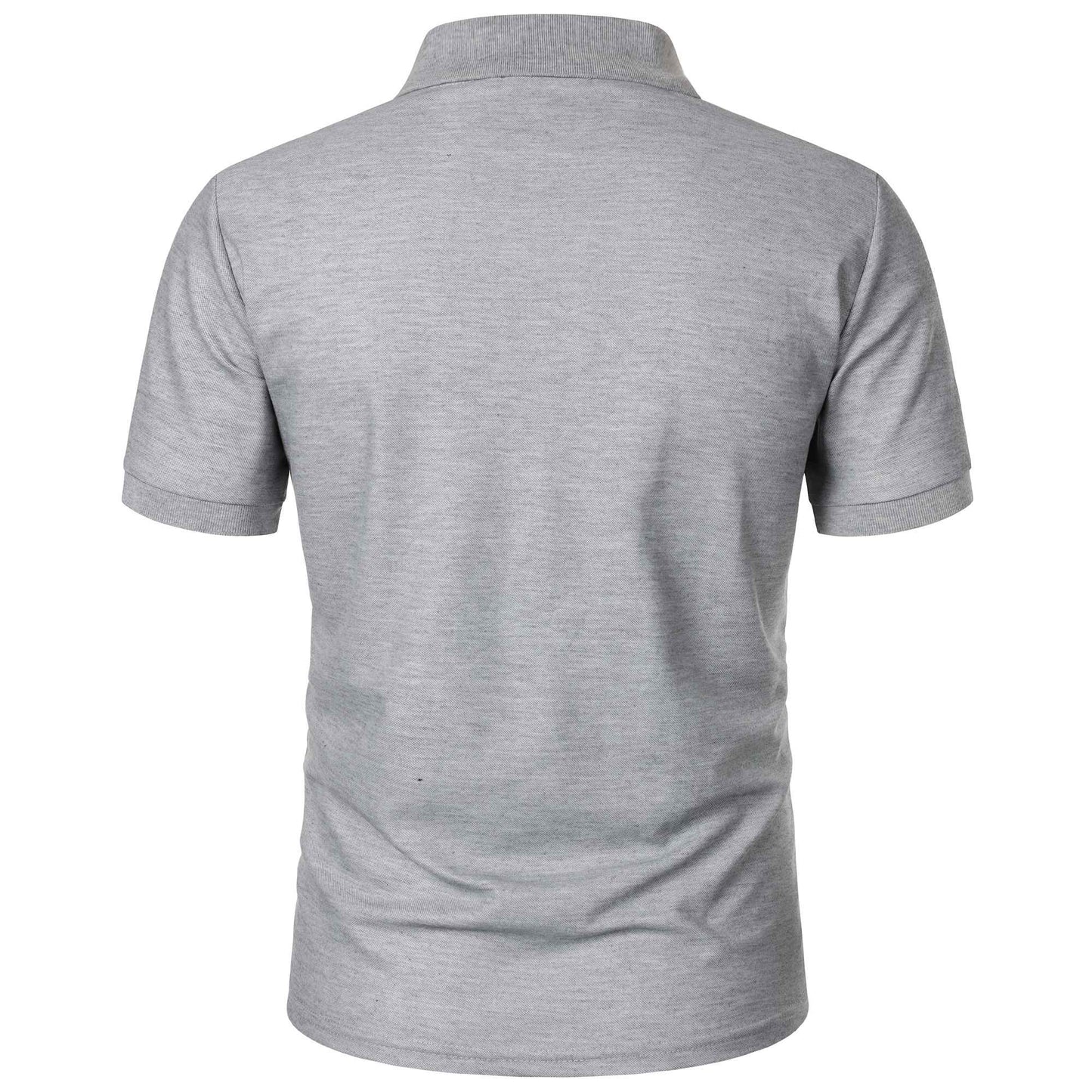 Men's solid color short-sleeved button-down lapel T-shirt casual top