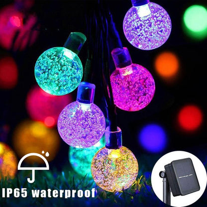 Solar String Lights Outdoor 200 LED Crystal Globe Lights Waterproof Solar Festoon Fairy Light for Garden Christmas Party Decor