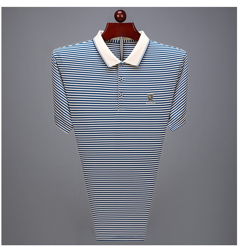 Quality breathable cotton short sleeve men's POLO shirt 2024 summer fashionable shiny diamond inlaid design top soft T-shirt