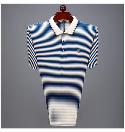 Quality breathable cotton short sleeve men's POLO shirt 2024 summer fashionable shiny diamond inlaid design top soft T-shirt