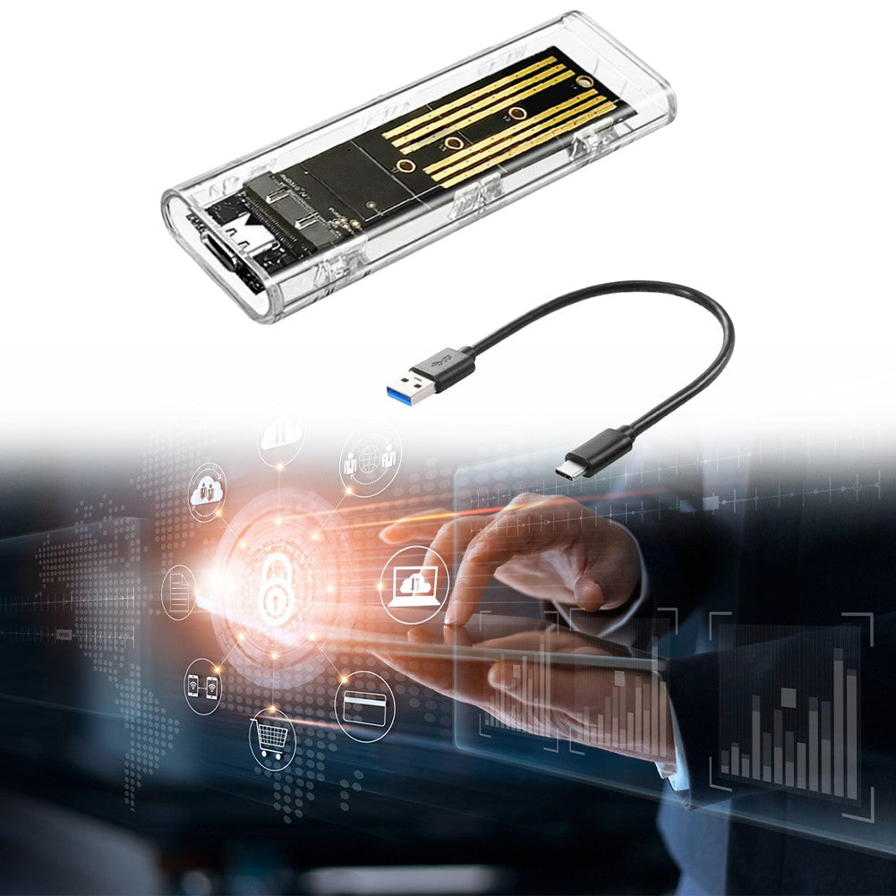 M.2 NGFF SATA Tipo C 3.1 Caixa de Disco Rígido 10Gbps Case SSD Externo Transparente Adaptador SSD Externo para 2230 2242 2260 2280