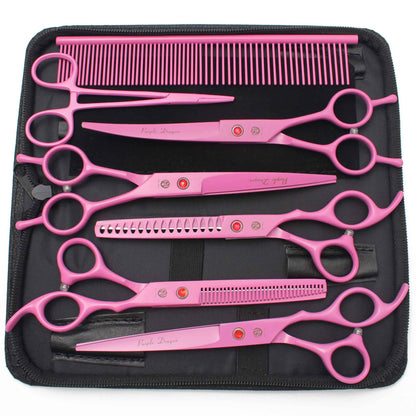 Conjunto de Tesouras para Tosa de Animais de Estimação - Tosa Profissional para Cães e Gatos, Aço Inoxidável, Afiado, Multi-Peças, Cabo Ergonômico, Aparador Durável