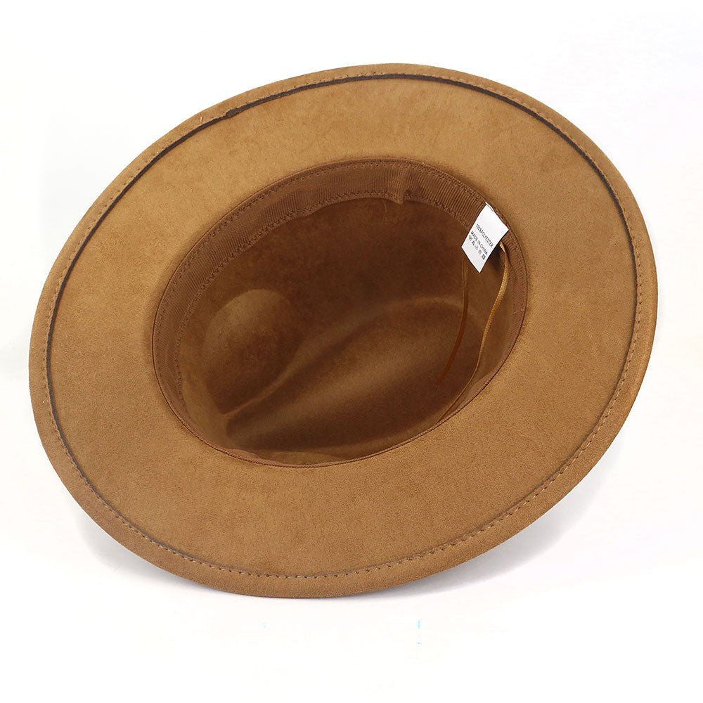 Chapéus Fedora de Camurça Feminino de Luxo Cor Sólida Elegante Festa Igreja Cartola Masculino Aba Larga Panamá Boné de Feltro Sombreros De Mujer