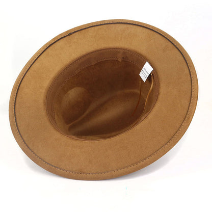 Chapéus Fedora de Camurça Feminino de Luxo Cor Sólida Elegante Festa Igreja Cartola Masculino Aba Larga Panamá Boné de Feltro Sombreros De Mujer