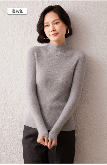 New women's sweater 100% pure cashmere high neck knitted pullover Korean version slim fit hot selling fashionable sweater