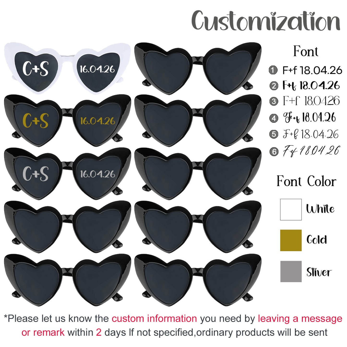 12-120Pcs Custom Wedding Sunglasses Personalised Heart Shaped Sunglasses Wedding Party Favors for Guest Date Initials Custom
