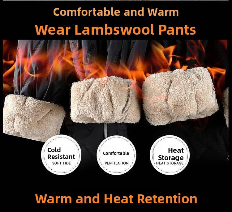 Men's Winter Thiened Fce Lined down Cotton Pants Casual Spor Long Trousers Loose Fit Warm Outerwear for Autumn And Winter