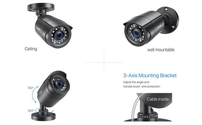 ZOSI 1080P 4 Pack HD TVI Security Cameras Outdoor Indoor Weatherproof Bullet Surveillance Camera for Analog CCTV DVR System