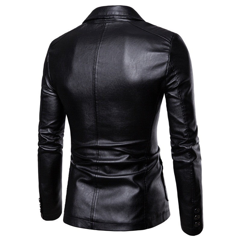 Black Men's PU Leather Suit, Leather Jacket Coat, Burgundy, Navy, Earthy Leather Jacket, Asian Size M-4XL