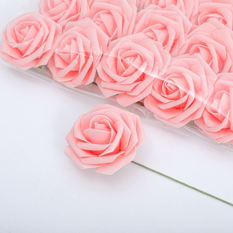 5-100pcs Fake Rose Flower Green Leaves for Valentine's Day Wedding Birthday Party Artificial Roses Heads with Stems Supplies