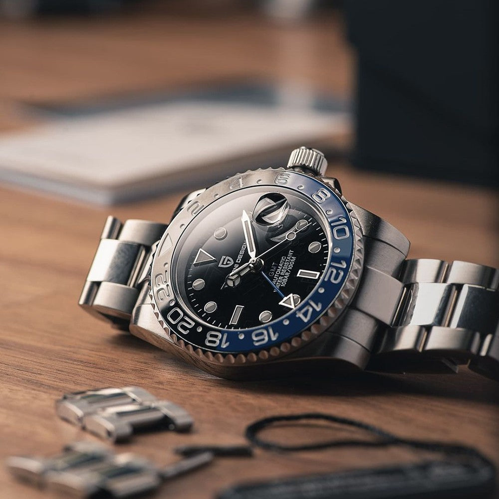 PAGANI DESIGN V3 Versão Relógios GMT Masculino Luxo Safira Relógio Automático Mecânico 40MM Aço Inoxidável À Prova D' Água