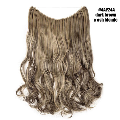 BENEHAIR Cabelo Sintético com Fio Invisível Sem Clipes Extensões de Cabelo Linha Secreta de Pesca Apliques de Cabelo Falso Para Mulheres
