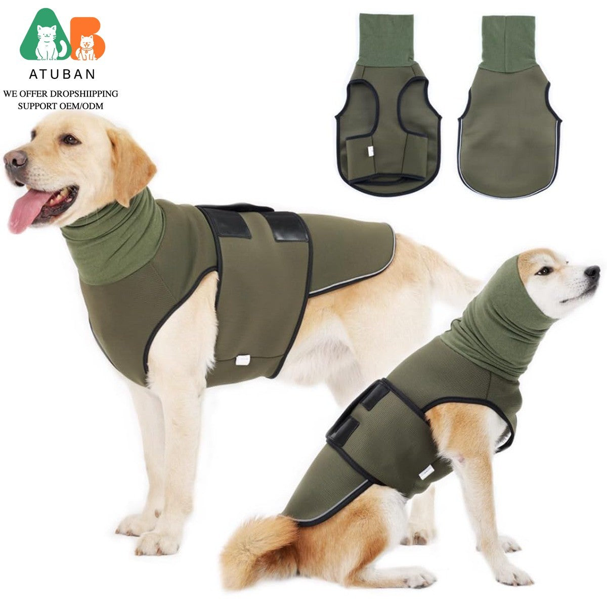 Colete para Ansiedade de Cães ATUBAN, para Visitas ao Veterinário e Separação-Mantenha seu Pet Calmo, Colete para Cães com Medo de Trovões, Colete Anti-Ansiedade para Cães e Gatos