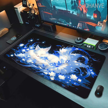 Cute Red Fox Mousepad HD Kawaii Animal Desk Mat Lock-Edge XXL Pads XXL Office Accessories Large Gaming Keyboard Mats For Gamer