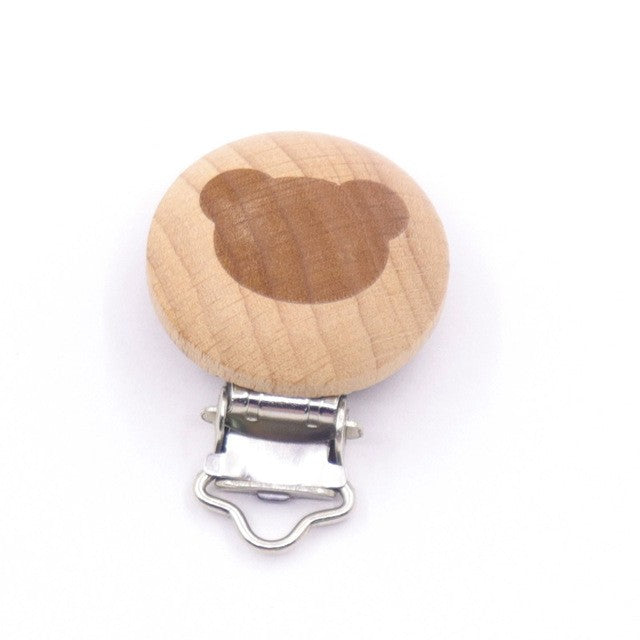 5Pcs/Sets Baby Pacifier Clips BPA Free Cute Modelling Beech Pacifier Clip Baby DIY Cartoon Animal Wooden Log Nipple Chain Holder