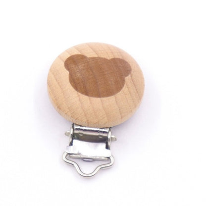 5Pcs/Sets Baby Pacifier Clips BPA Free Cute Modelling Beech Pacifier Clip Baby DIY Cartoon Animal Wooden Log Nipple Chain Holder