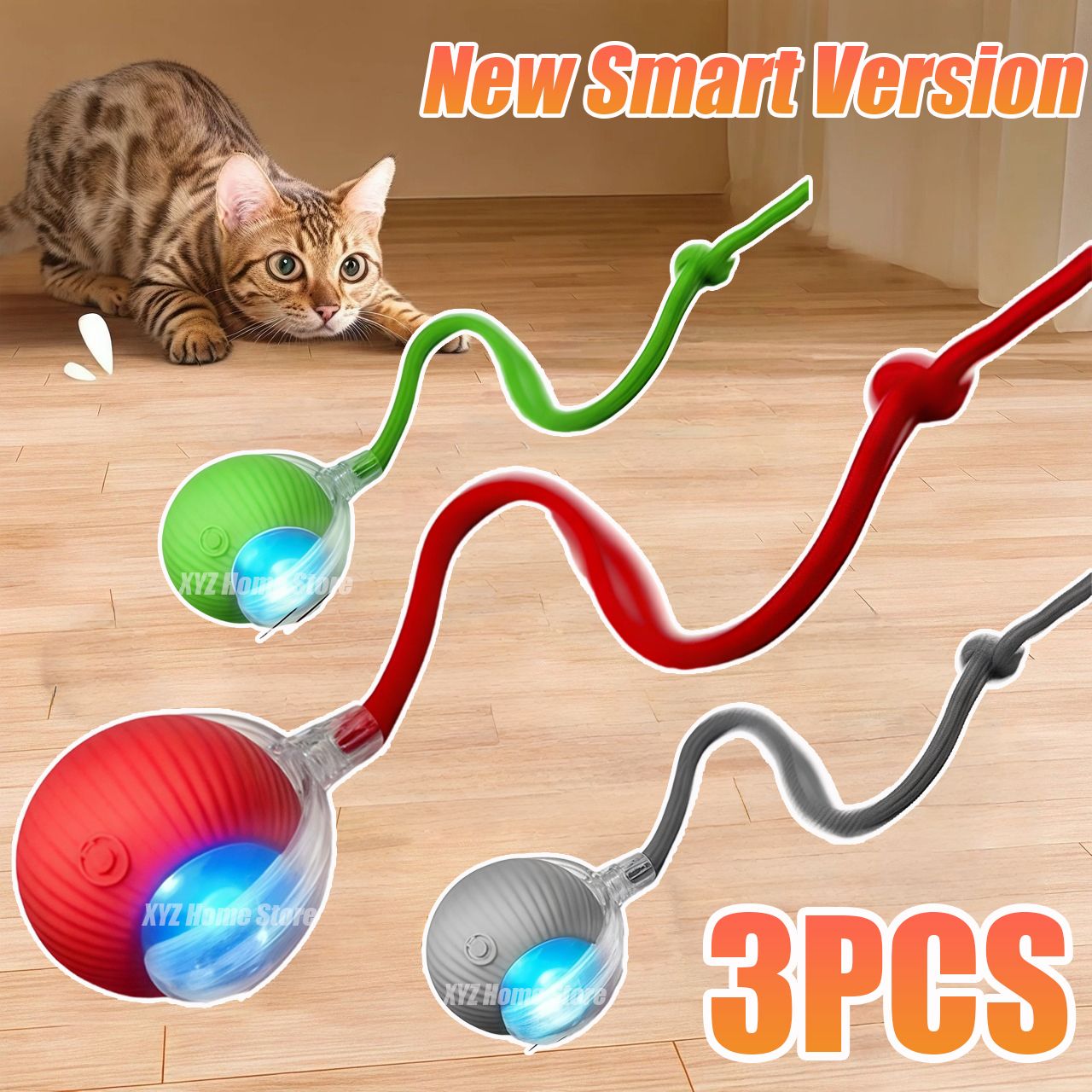 Novo Brinquedo Interativo para Gatos Bola Rolante Automática com Cauda Falsa Brinquedo Elétrico Inteligente Recarregável para Animais de Estimação Treinamento de Cães e Gatos Imita Rato