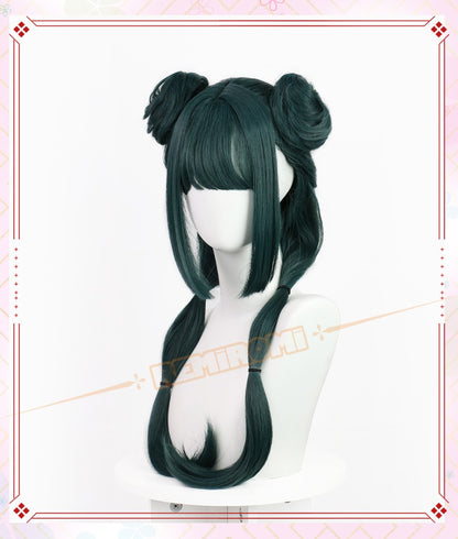Peruca de Cosplay Maomao Sintética Anime The Apothecary Diaries Cabelo Verde 2 Estilos Kusuriya no Hitorigoto Grampo de Cabelo Touca + Touca de Peruca
