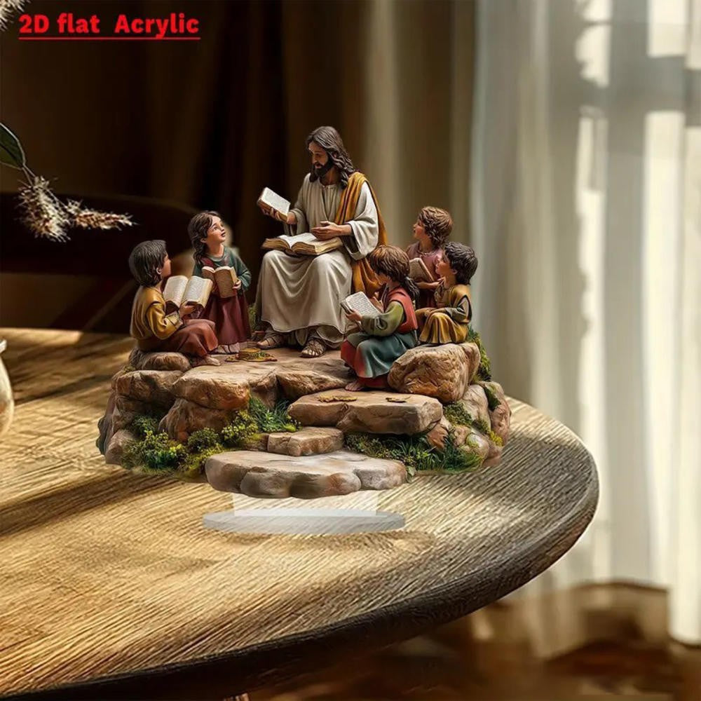 Jesus Birth Decor Glossy Acrylic Xmas Centerpiece Nativity Table Accessory Lightweight 2d Flat Christian Decoration For Party