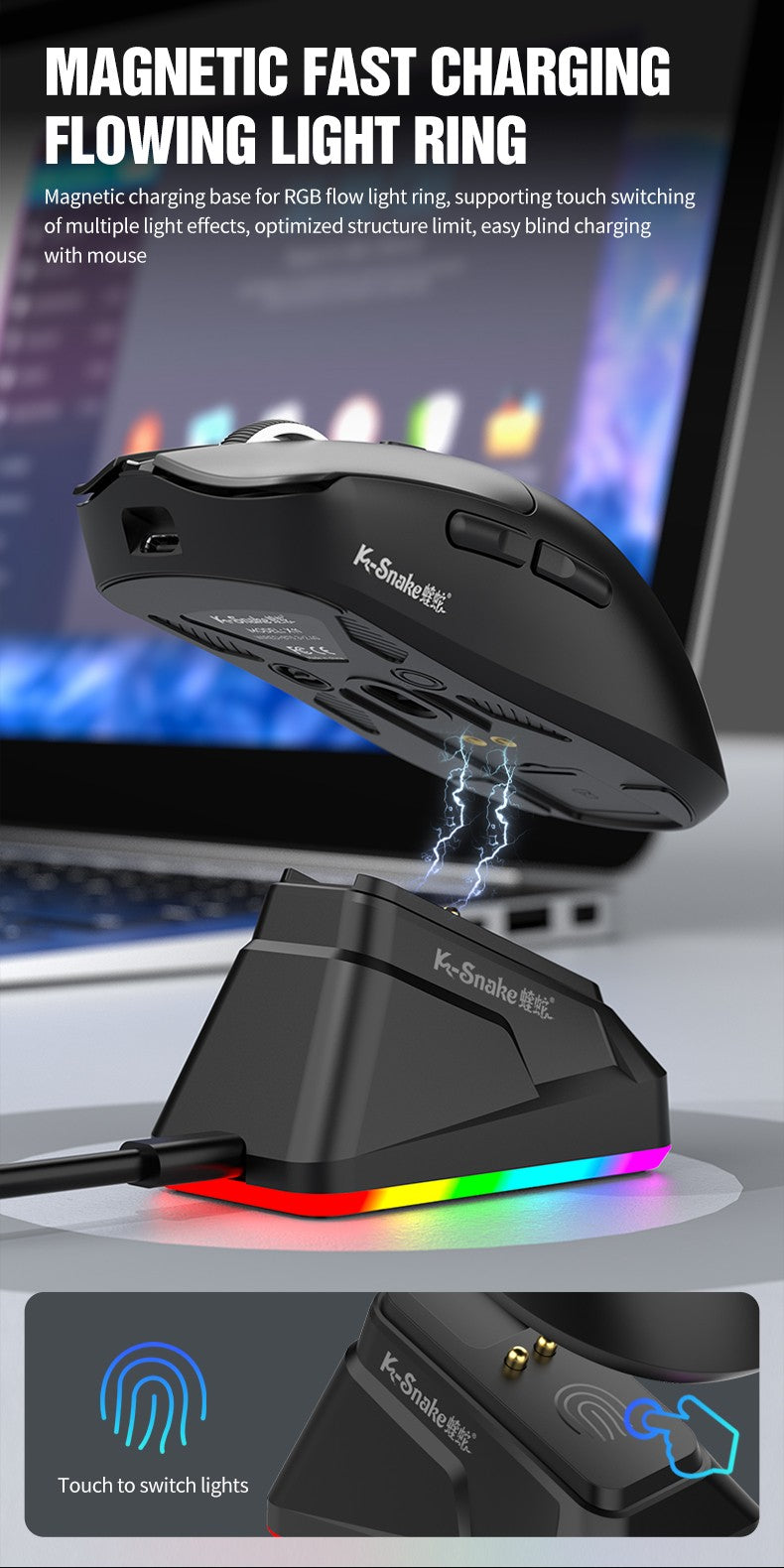 k-sanke x11 Bluetooth wireless mouse game three-mode e-sports laptop PAW311 desktop computer lightweight magnetic charging