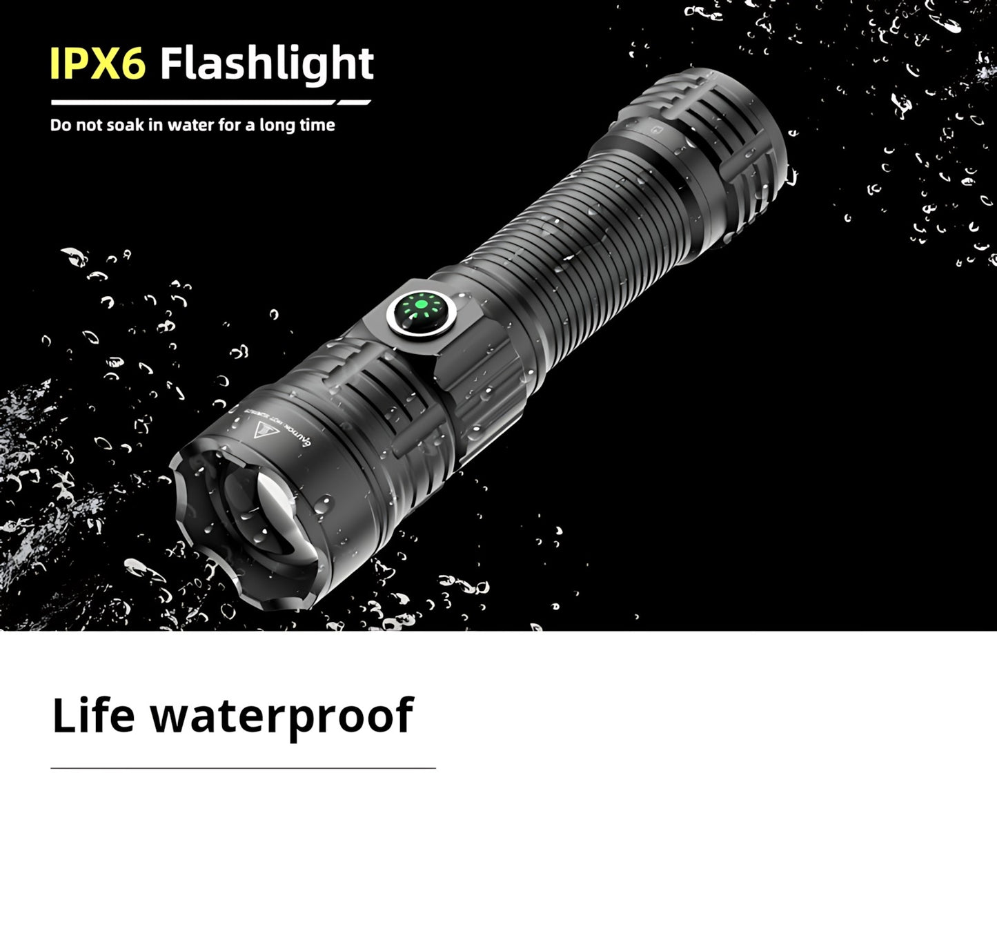 2000LM USB-C Rechargeable LED Flashlight Zoomable Beam Waterproof Outdoor Light with Mount Strobe Mode for Camping Cycling Emergency