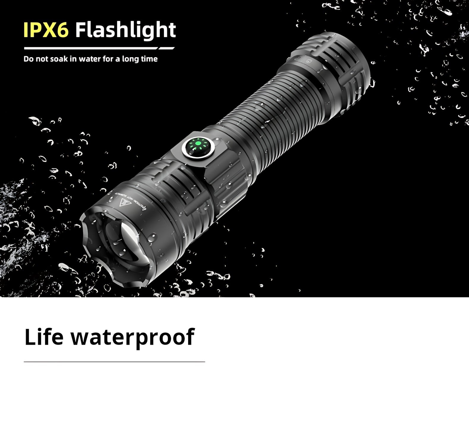 2000LM USB-C Rechargeable LED Flashlight Zoomable Beam Waterproof Outdoor Light with Mount Strobe Mode for Camping Cycling Emergency