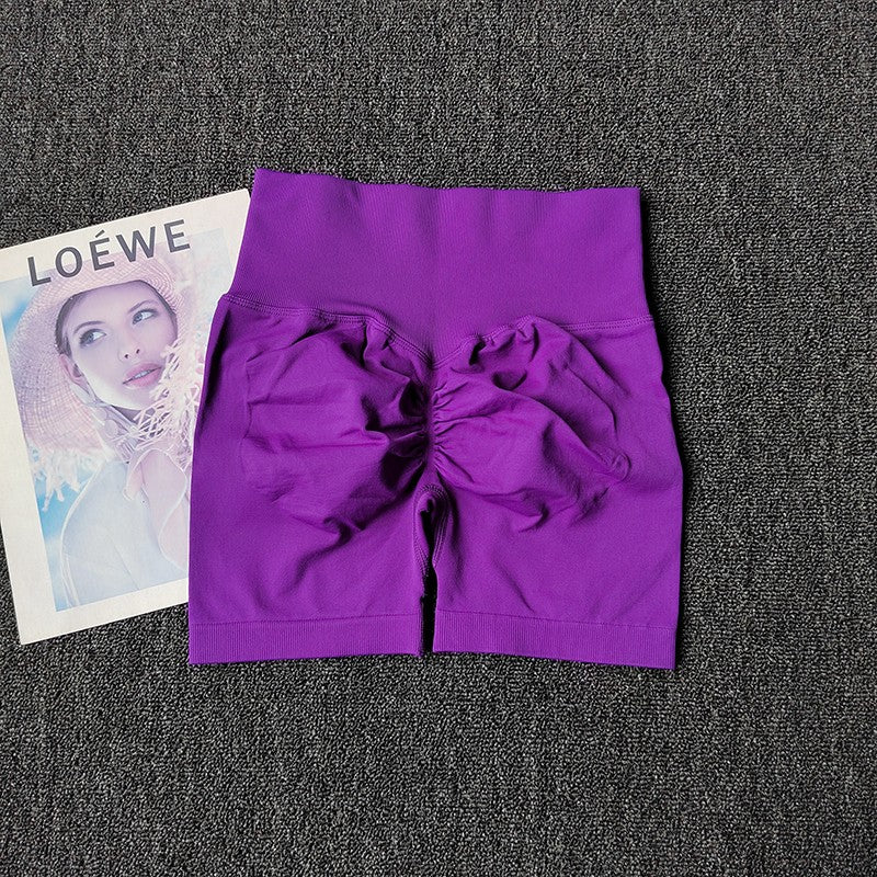 Yoga Shorts Peach Hot Girls Three-Cross Pants High Waist Knitted Pressure Running Sport Elastic Belly Lifting Butt Tight Pants